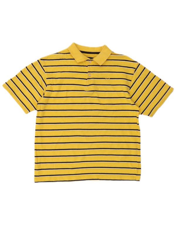 Izod Boys Polo Shirt 13-14 Years Large Yellow Striped Cotton