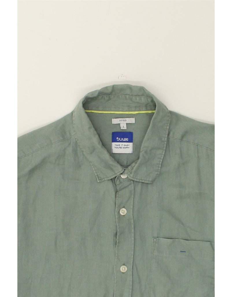 JULES Mens Fitted Shirt Large Green | Vintage Jules | Thrift | Second-Hand Jules | Used Clothing | Messina Hembry 