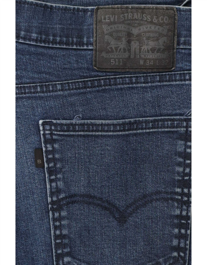 Levi's Mens 511 Slim Jeans W34 L32 Navy Blue Cotton
