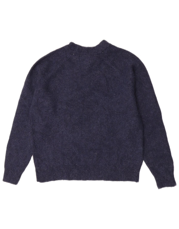 Zara Womens Crew Neck Jumper Sweater UK 10 Small Navy Blue Polyamide
