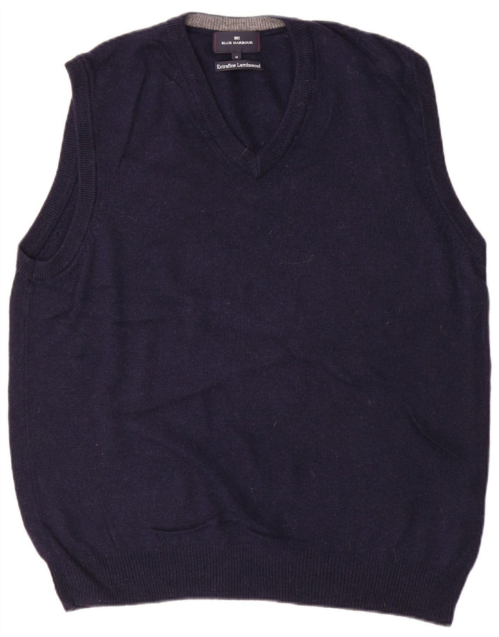 MARKS & SPENCER Mens Blue Harbour Vest Tank Top Medium Navy Blue Wool