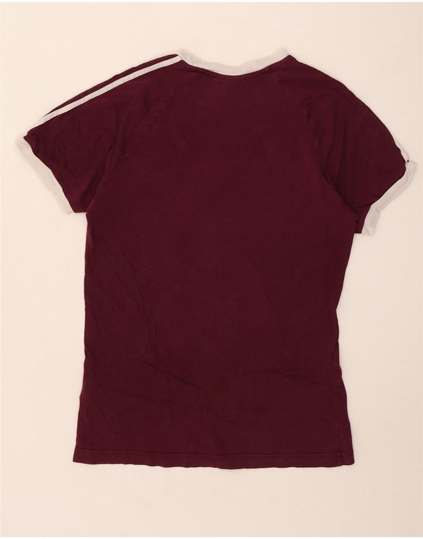 Adidas Mens T-Shirt Top Medium Burgundy Cotton