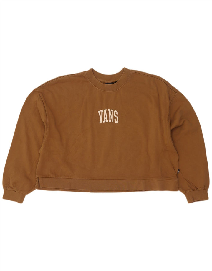 Vans Womens Graphic Oversized Sweatshirt Jumper UK 16 Large Brown Cotton