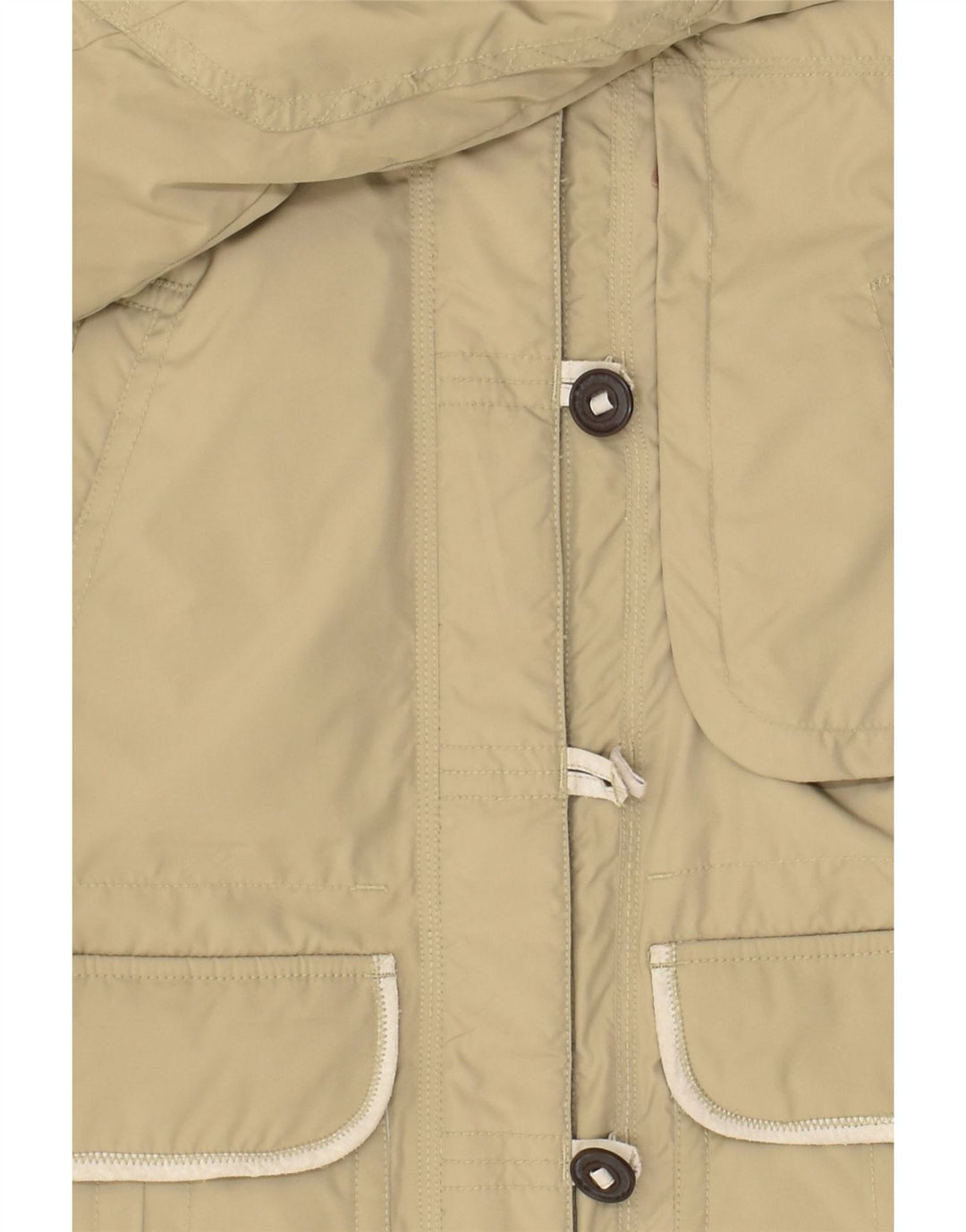 THINK PINK Womens Hooded Padded Jacket UK 10 Small Beige | Vintage Think Pink | Thrift | Second-Hand Think Pink | Used Clothing | Messina Hembry 