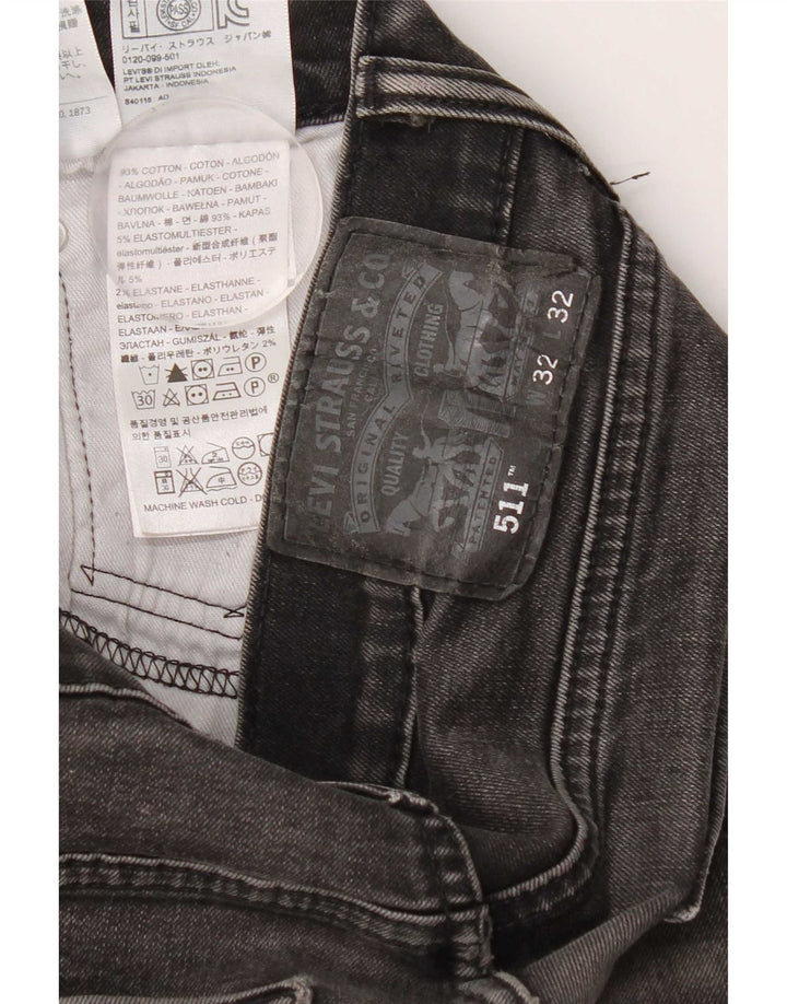 Levi's Mens 511 Slim Jeans W32 L27 Black Cotton