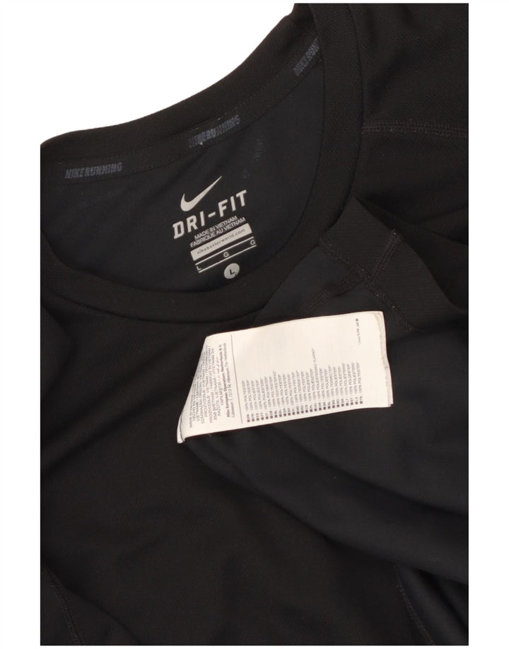 Nike Mens Dri Fit Graphic T-Shirt Top Large Black Polyester