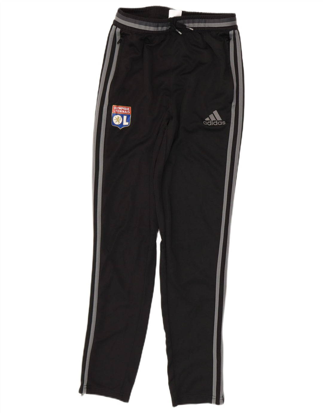 ADIDAS Boys Olympique Lyonnais Tracksuit Trousers 13-14 Years Black