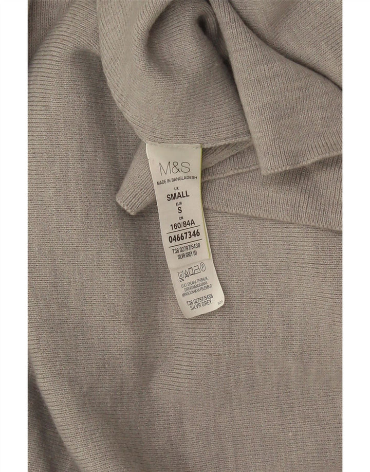 Marks & Spencer Womens Longline Open Cardigan Sweater UK 10 Small Grey