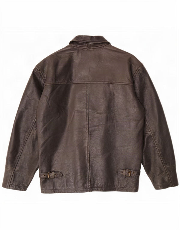 Bomb Boogie Mens Leather Jacket UK 36 Small Brown