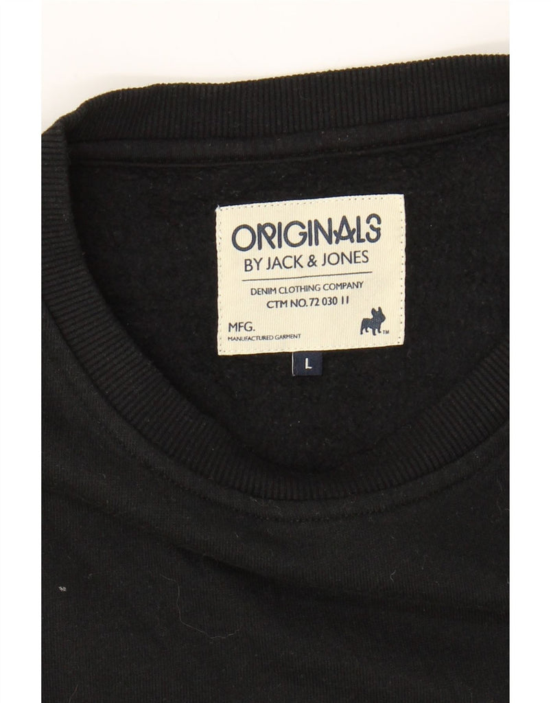 JACK & JONES Mens Sweatshirt Jumper Large Black Polyester Vintage Jack & Jones and Second-Hand Jack & Jones from Messina Hembry 