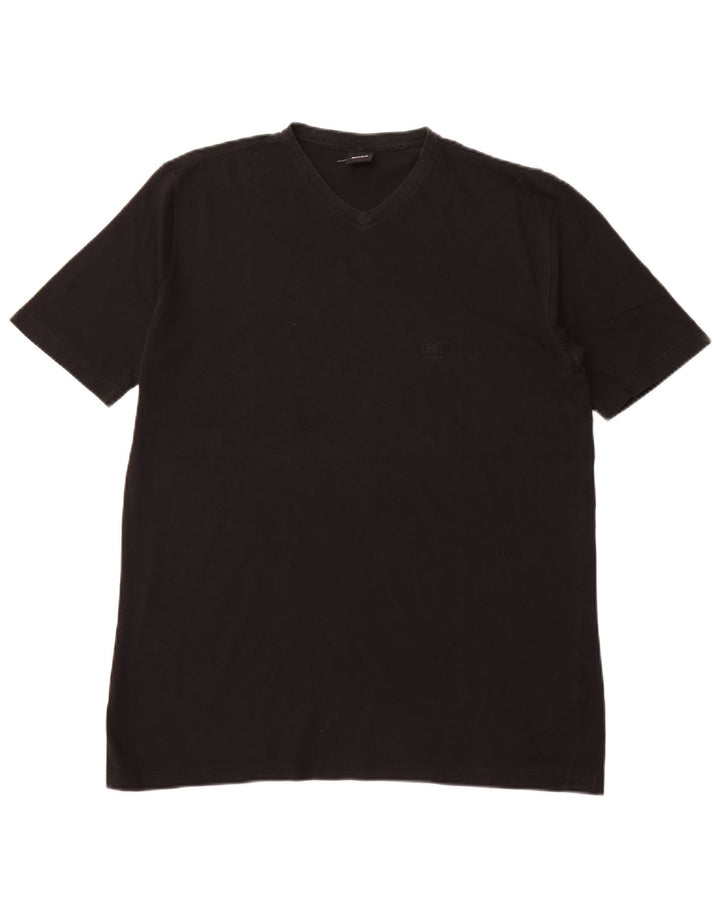 HUGO BOSS Mens T-Shirt Top Large Black Cotton
