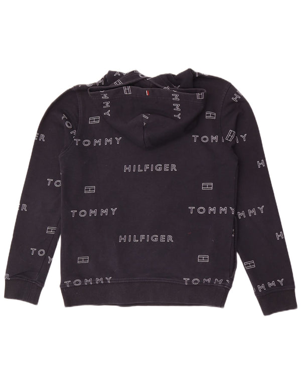 Tommy Hilfiger Boys Graphic Hoodie Jumper 15-16 Years Navy Blue Cotton