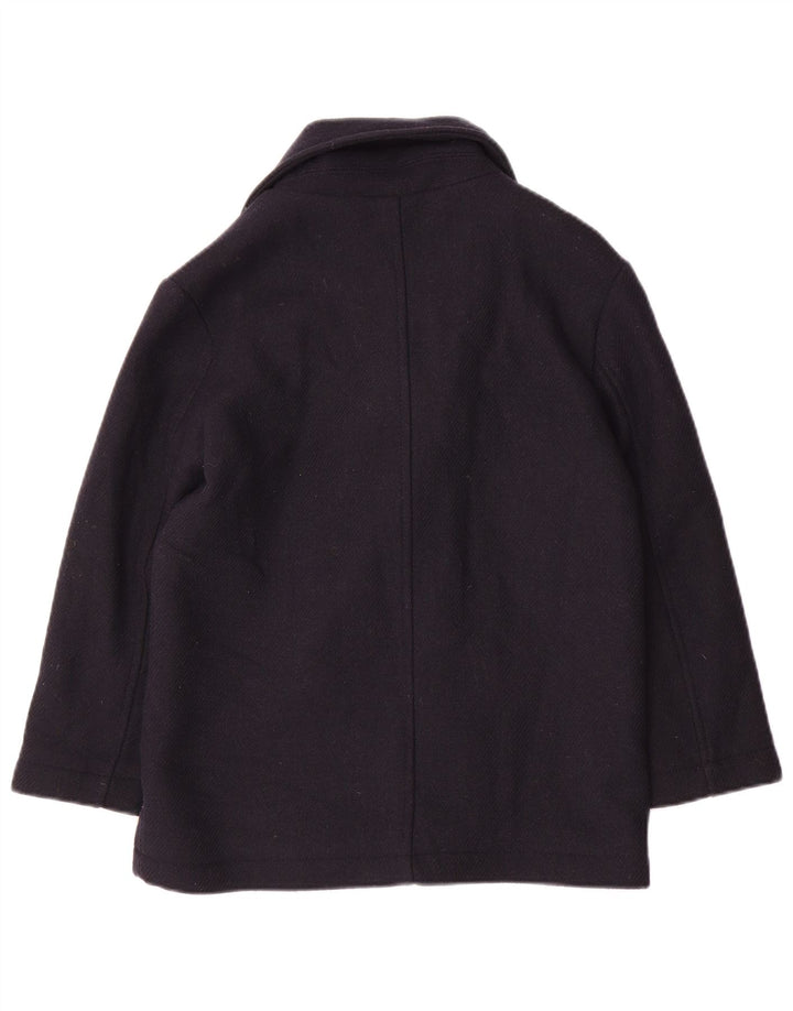 Zara Boys Pea Coat 9-10 Years Navy Blue Wool