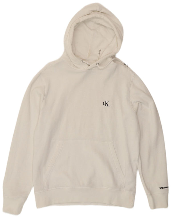 Calvin Klein Jeans Mens Hoodie Jumper Small White Cotton