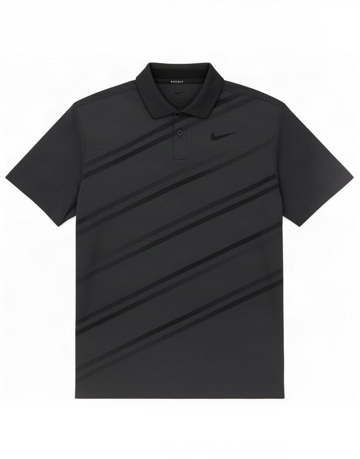 Nike Mens Dri Fit Polo Shirt Medium Grey Striped Polyester