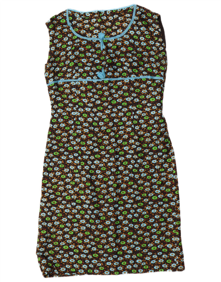 VINTAGE Womens 3/4 Sleeve 2 Piece Set UK 14 Medium Black Floral