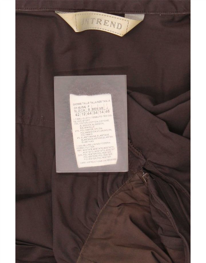 Intrend Womens Pullover Shirt Dress UK 14 Large Brown Cotton