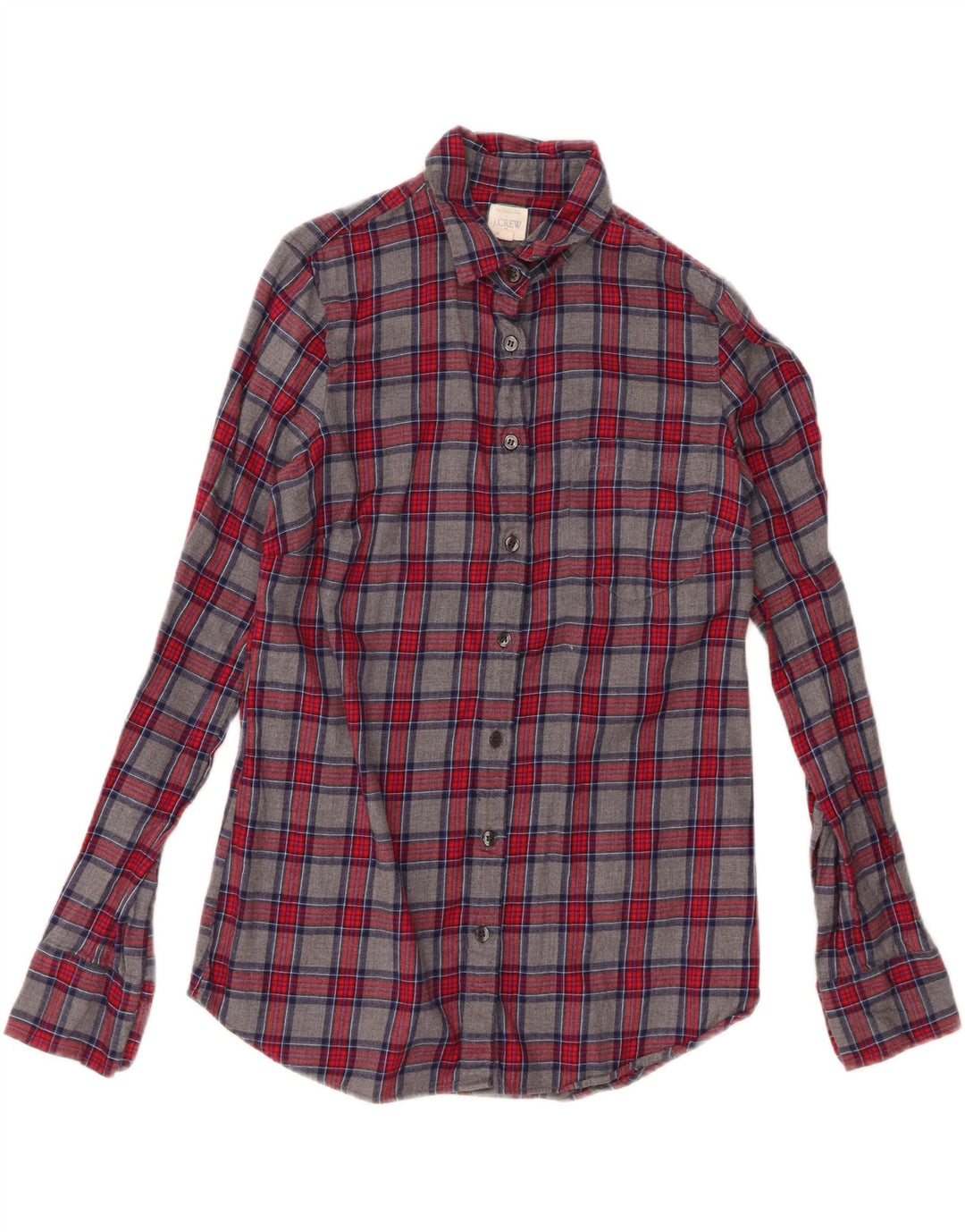 J. Crew Womens Flannel Shirt UK 6 XS Grey Check Cotton Classic