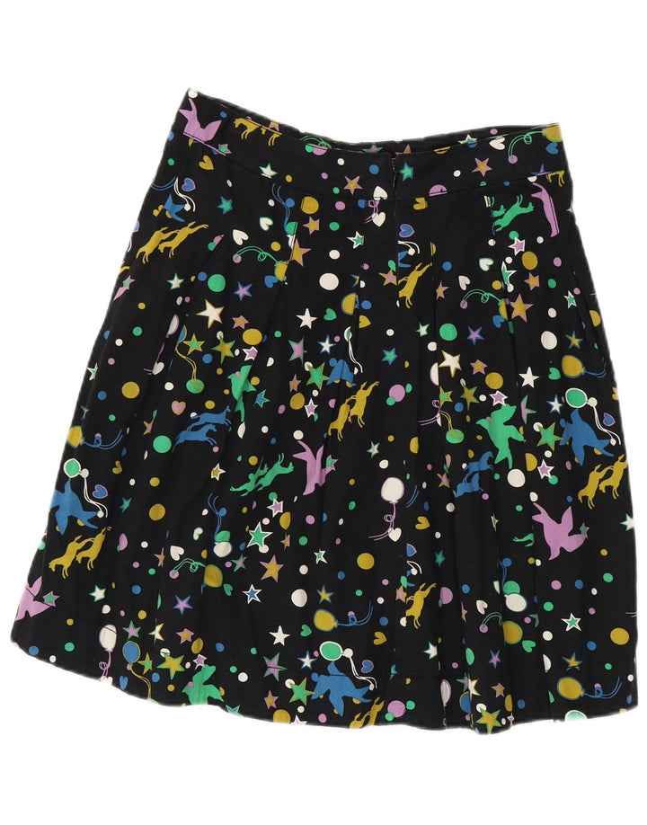 Vintage Womens Pleated Skirt W28 Medium Black Spotted