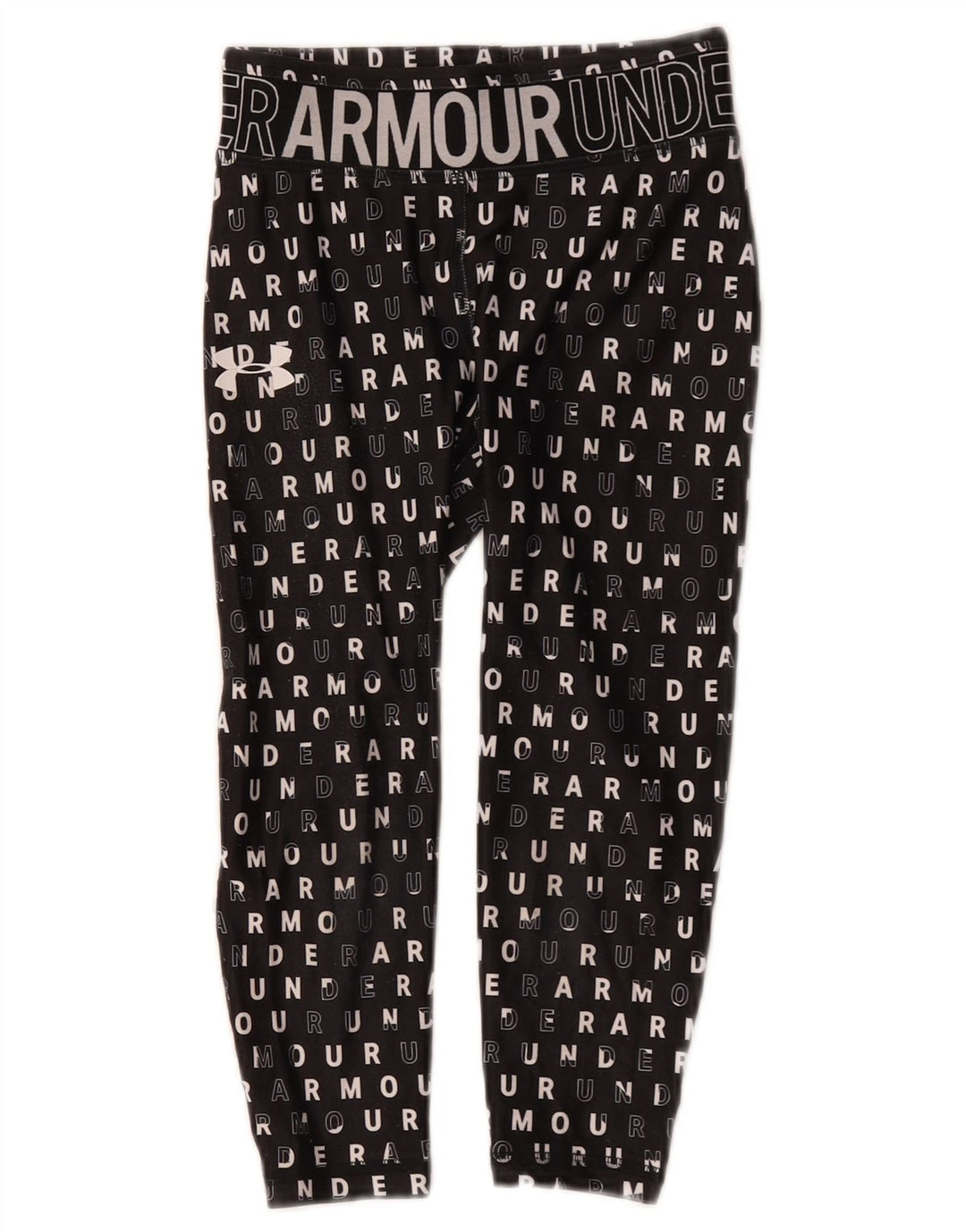 Under Armour Girls Graphic Leggings 7-8 Years Small Black Polyester