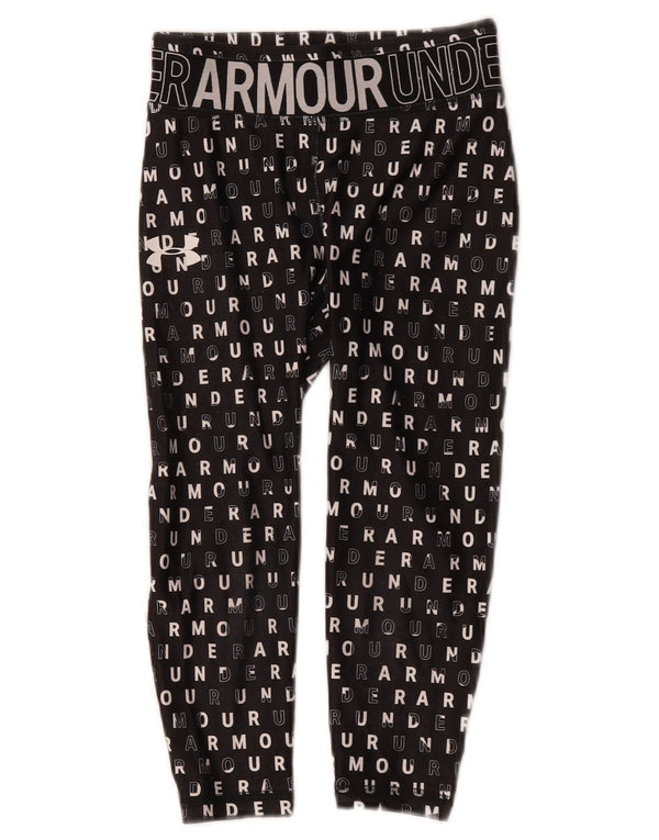 Under Armour Girls Graphic Leggings 7-8 Years Small Black Polyester