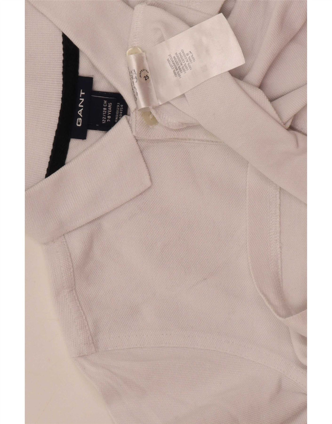 Gant Boys Long Sleeve Regular Polo Shirt 7-8 Years White Cotton