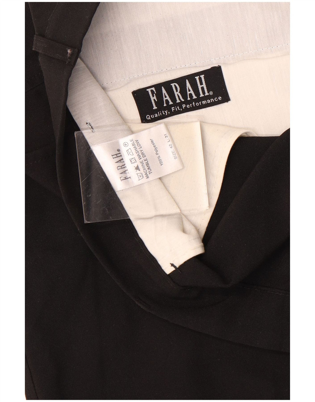 FARAH Mens Tapered Chino Trousers W42 L31 Black Polyester