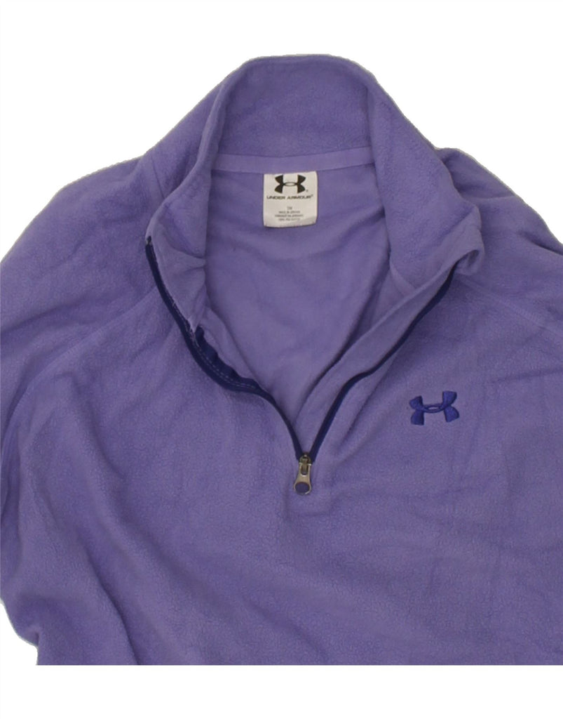 UNDER ARMOUR Womens Zip Neck Fleece Jumper UK 10 Small Purple Polyester | Vintage Under Armour | Thrift | Second-Hand Under Armour | Used Clothing | Messina Hembry 