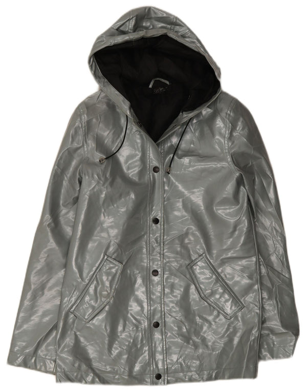 Topshop Womens Hooded Rain Jacket UK 8 Small Grey Polyester