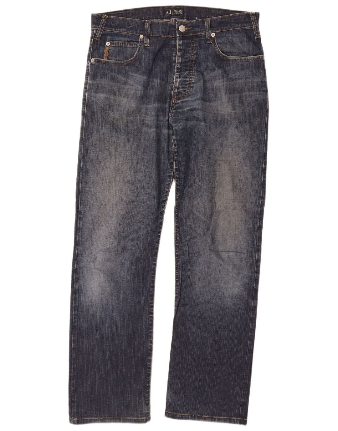 Armani Mens Straight Jeans W33 L29 Blue Cotton