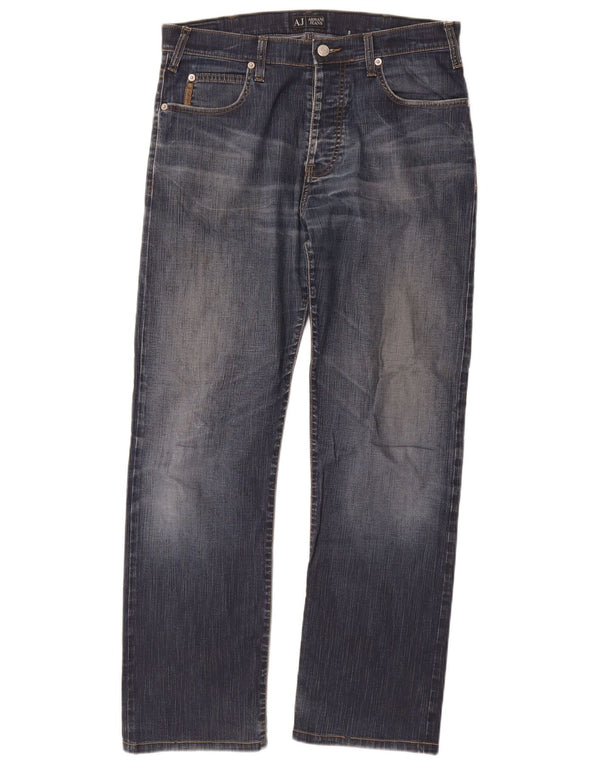 Armani Mens Straight Jeans W33 L29 Blue Cotton