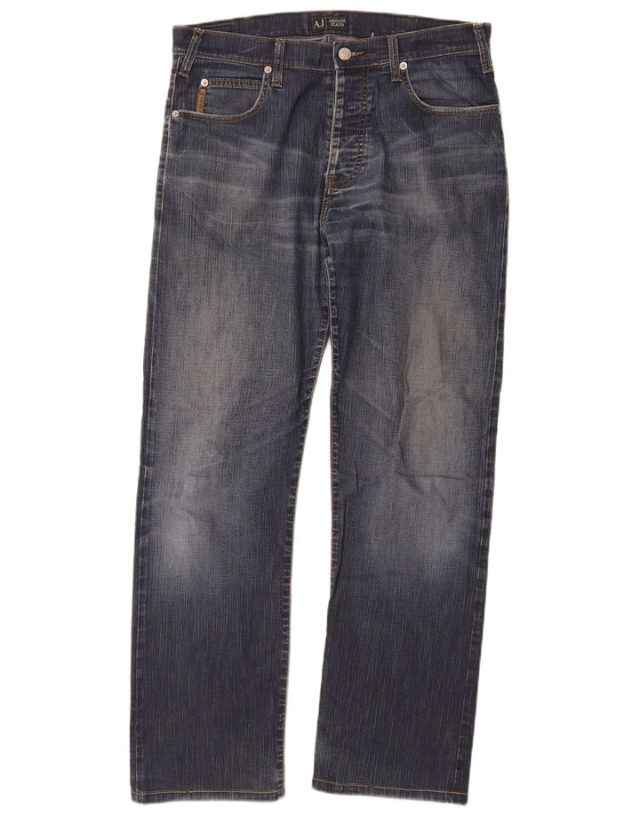Armani Mens Straight Jeans W33 L29 Blue Cotton