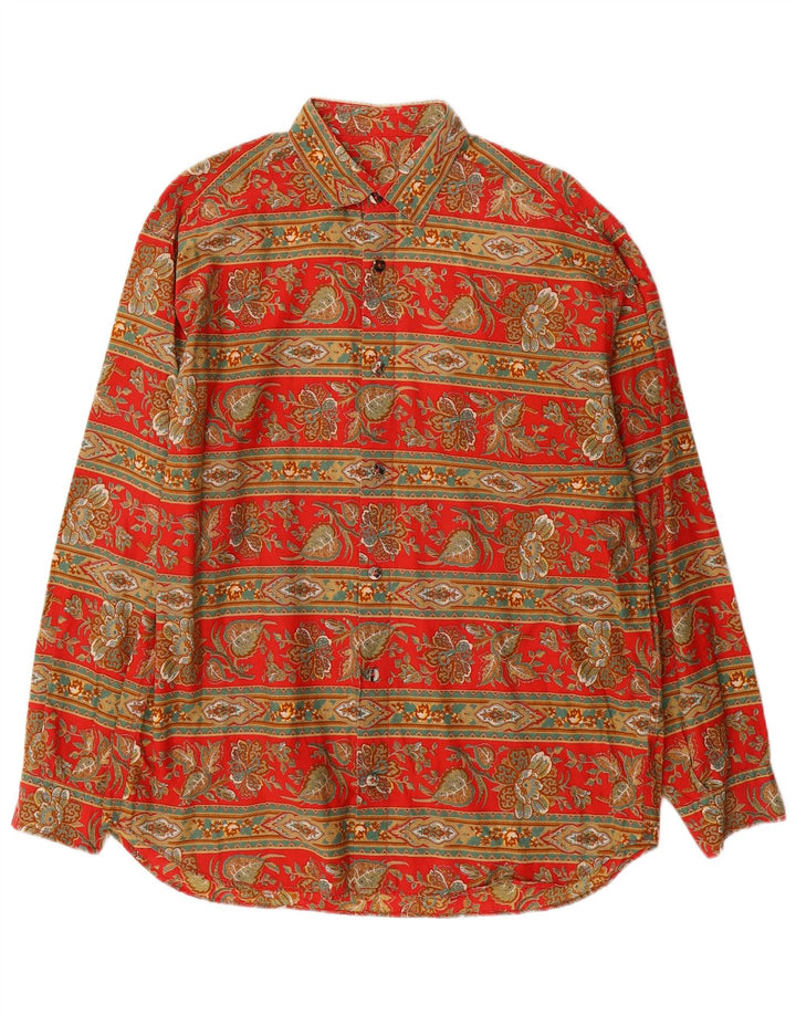 Vintage Mens Shirt Medium Red Paisley