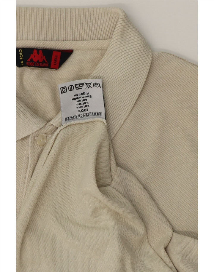 Kappa Mens Polo Shirt Large Off White Cotton