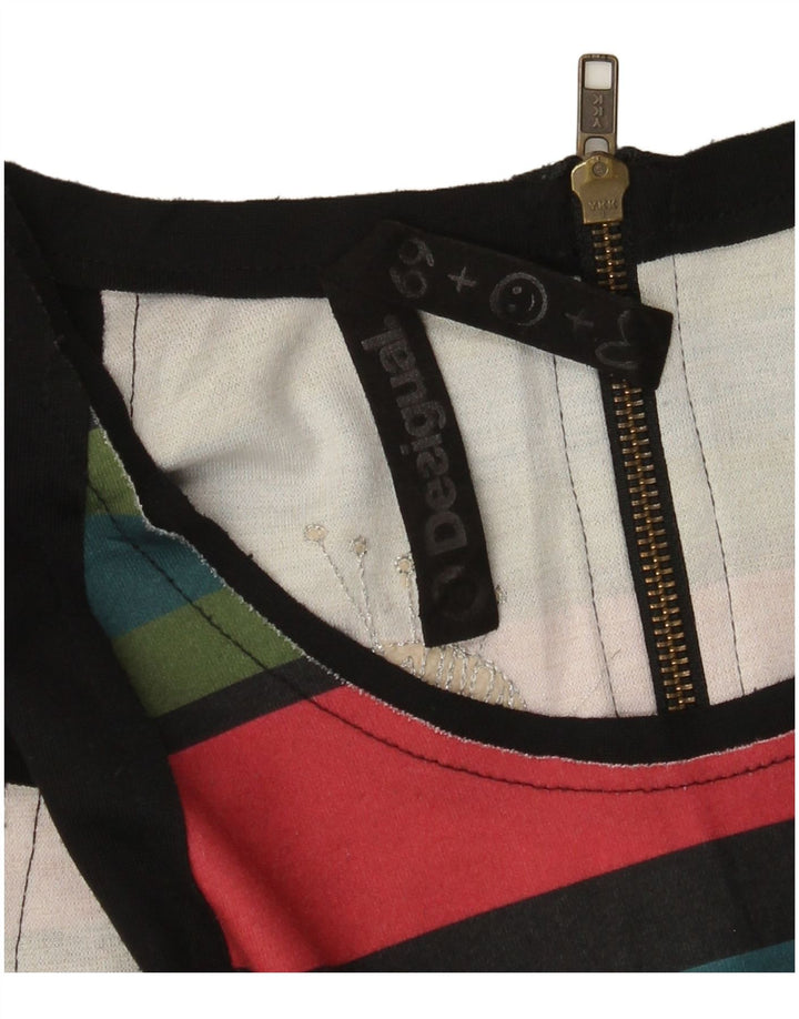 Desigual Womens Graphic Sheath Dress UK 12 Medium Black Striped