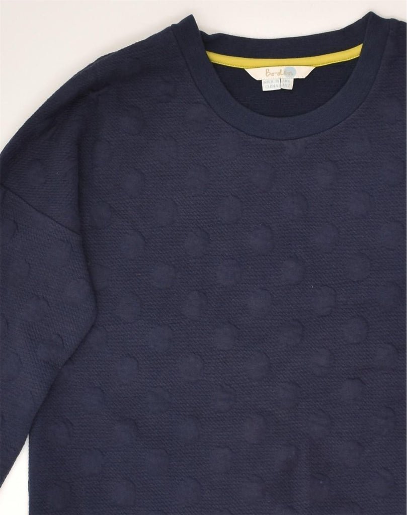 BODEN Womens Sweatshirt Jumper UK 6 XS Navy Blue Spotted Polyester | Vintage Boden | Thrift | Second-Hand Boden | Used Clothing | Messina Hembry 