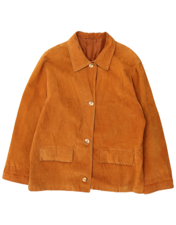 VINTAGE Womens Suede Jacket UK 14 Medium Brown Leather