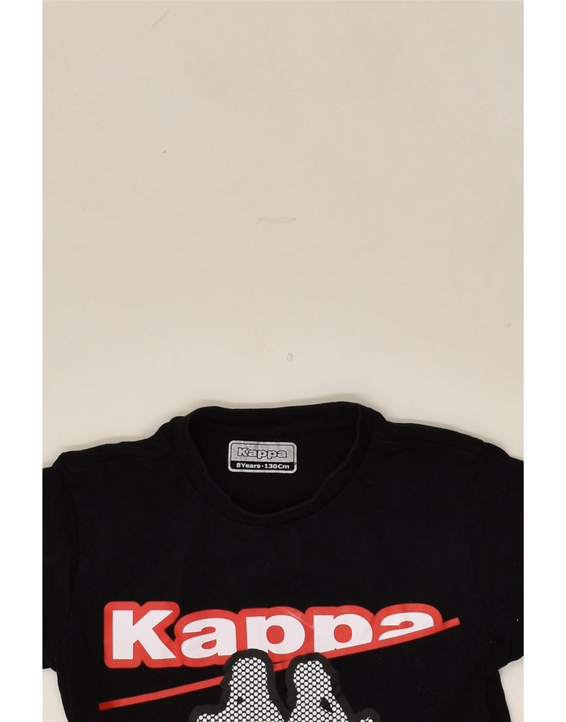 KAPPA Boys Graphic T-Shirt Top 7-8 Years Black Cotton | Vintage Kappa | Thrift | Second-Hand Kappa | Used Clothing | Messina Hembry 