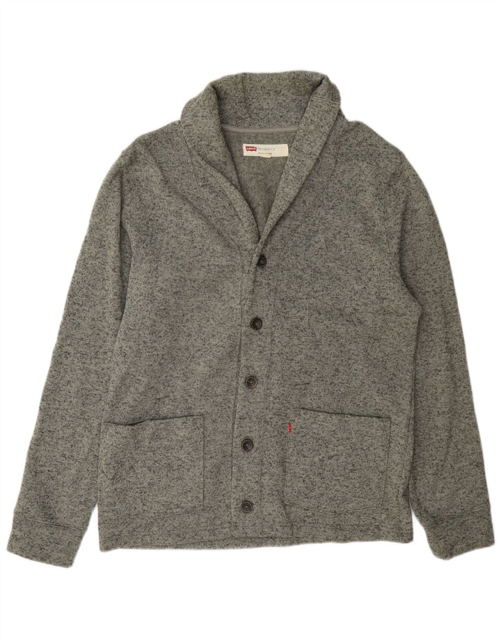 Levi's Mens Cardigan Sweater Large Grey Flecked Polyester