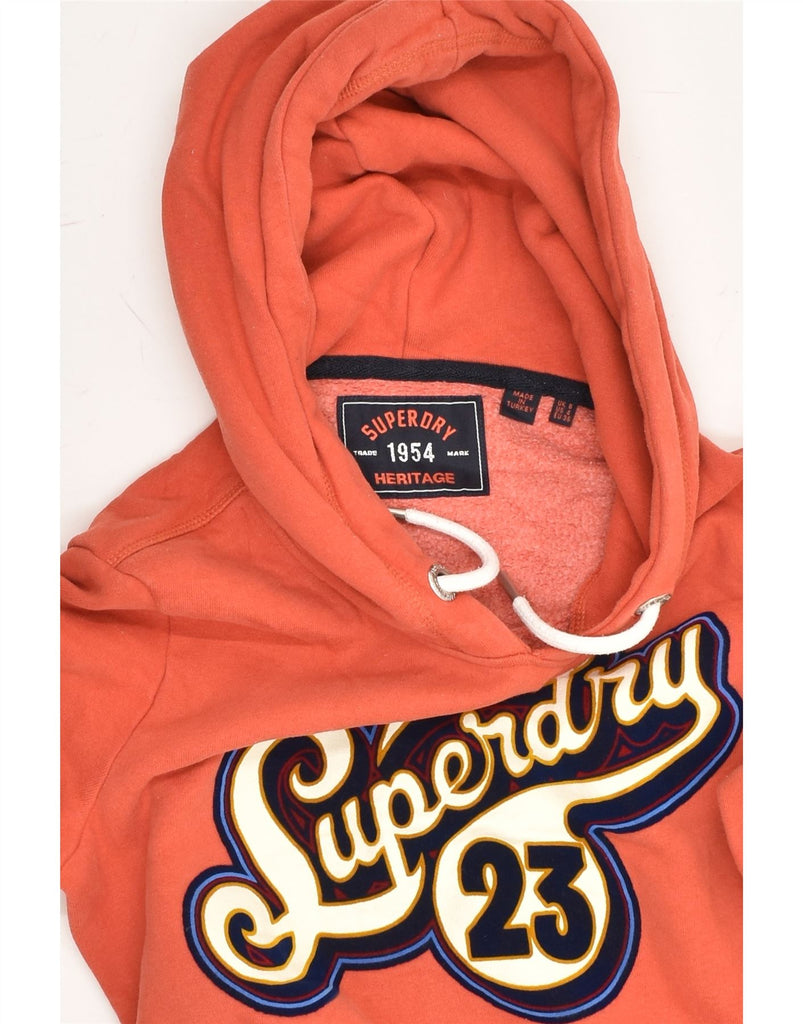 SUPERDRY Womens Graphic Hoodie Jumper UK 8 Small Orange Cotton | Vintage Superdry | Thrift | Second-Hand Superdry | Used Clothing | Messina Hembry 