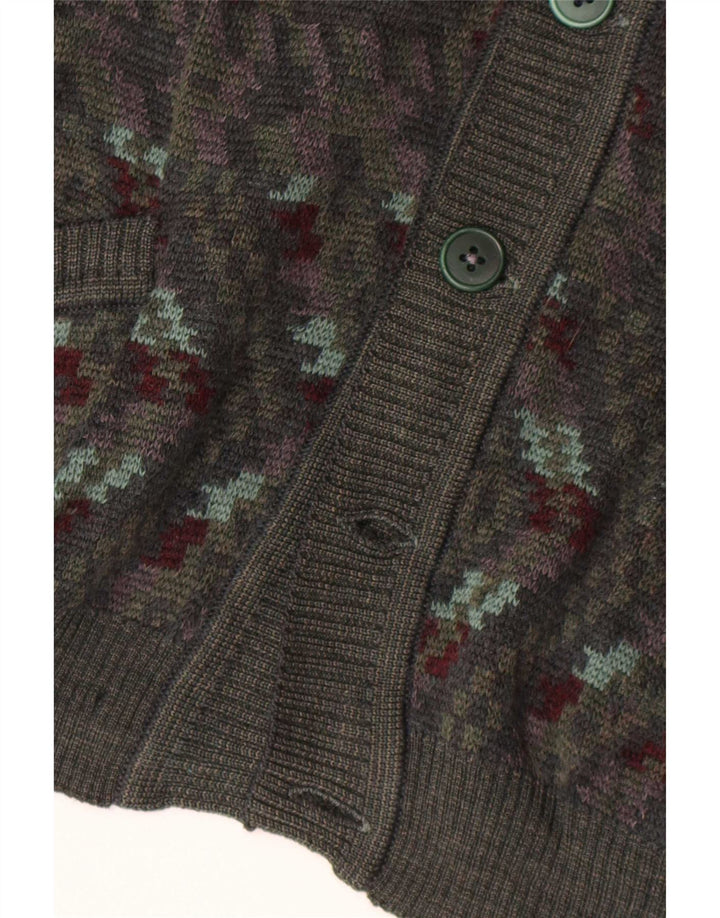 Vintage Mens Cardigan Sweater Large Grey