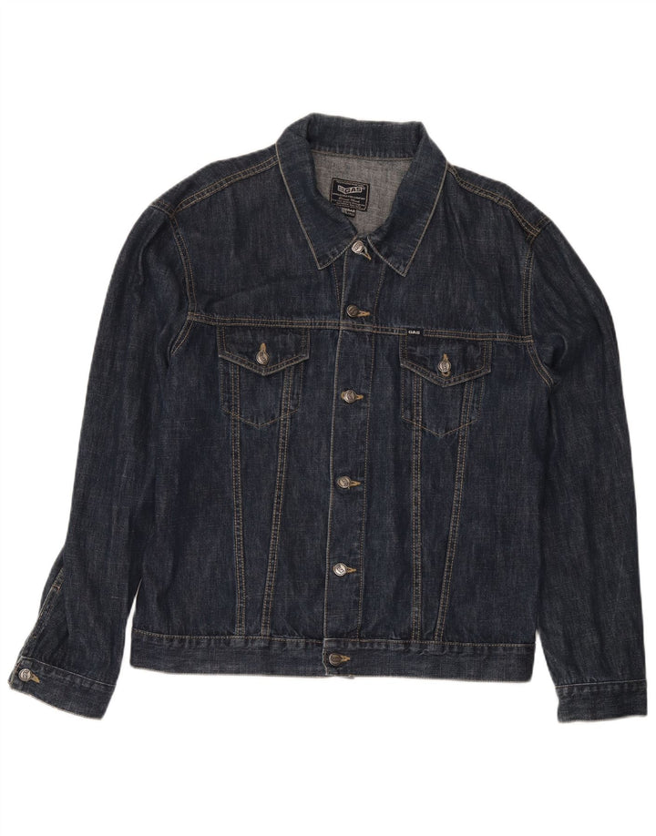 Gas Mens Denim Jacket UK 46 3XL Navy Blue Cotton