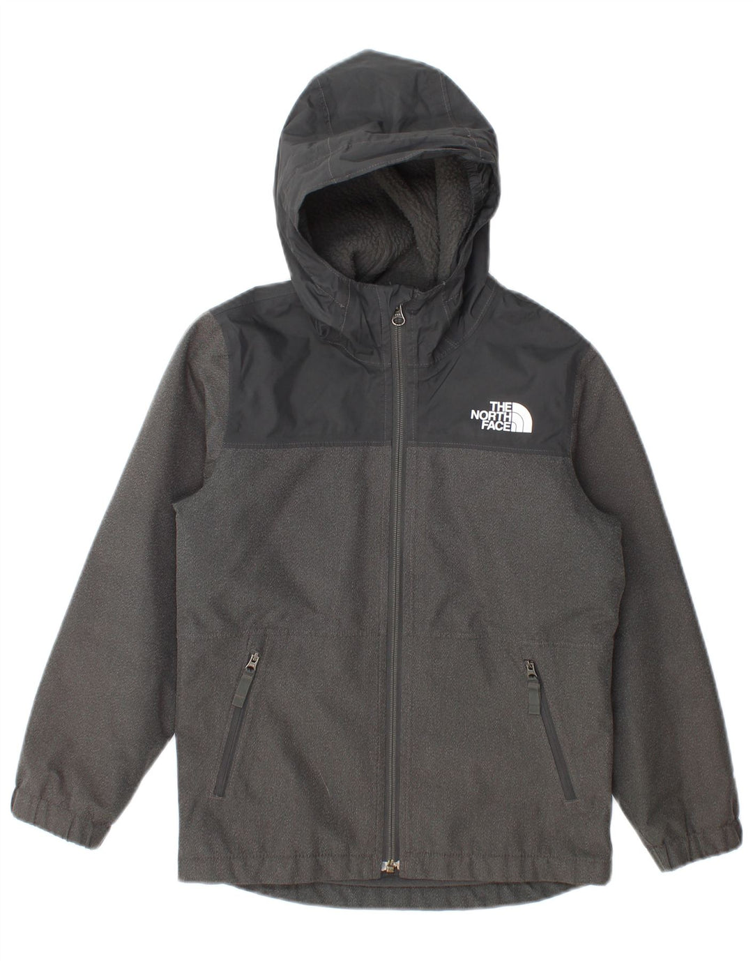 The North Face Boys Windbreaker Jacket 7-8 Years Small Grey Colourblock