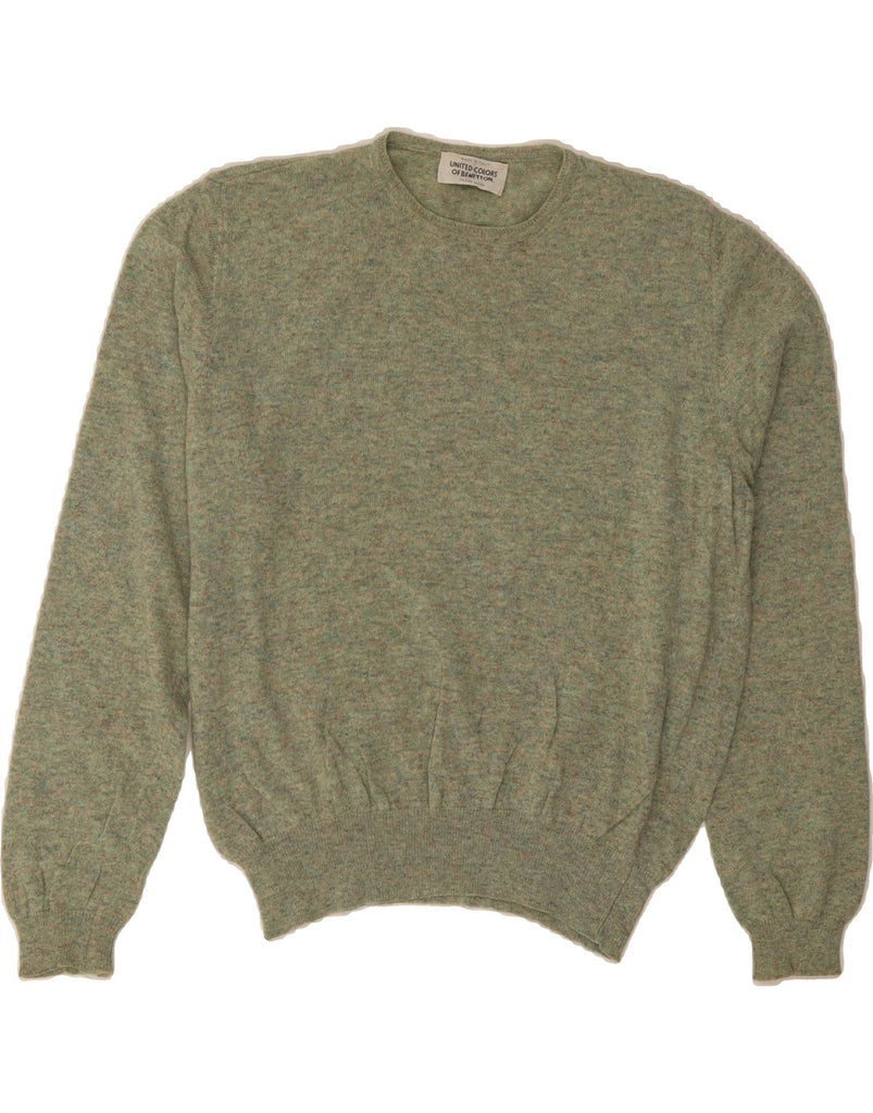 BENETTON Womens Crew Neck Jumper Sweater UK 10 Small Green Flecked Vintage Benetton and Second-Hand Benetton from Messina Hembry 