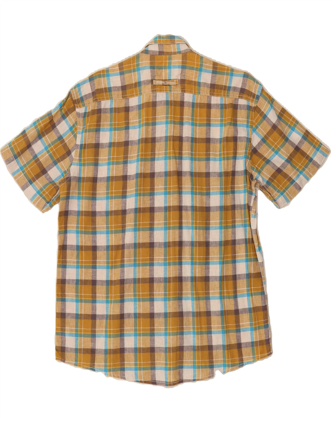 CAMEL Mens Regular Fit Short Sleeve Shirt Medium Yellow Check Cotton Vintage Camel and Second-Hand Camel from Messina Hembry 