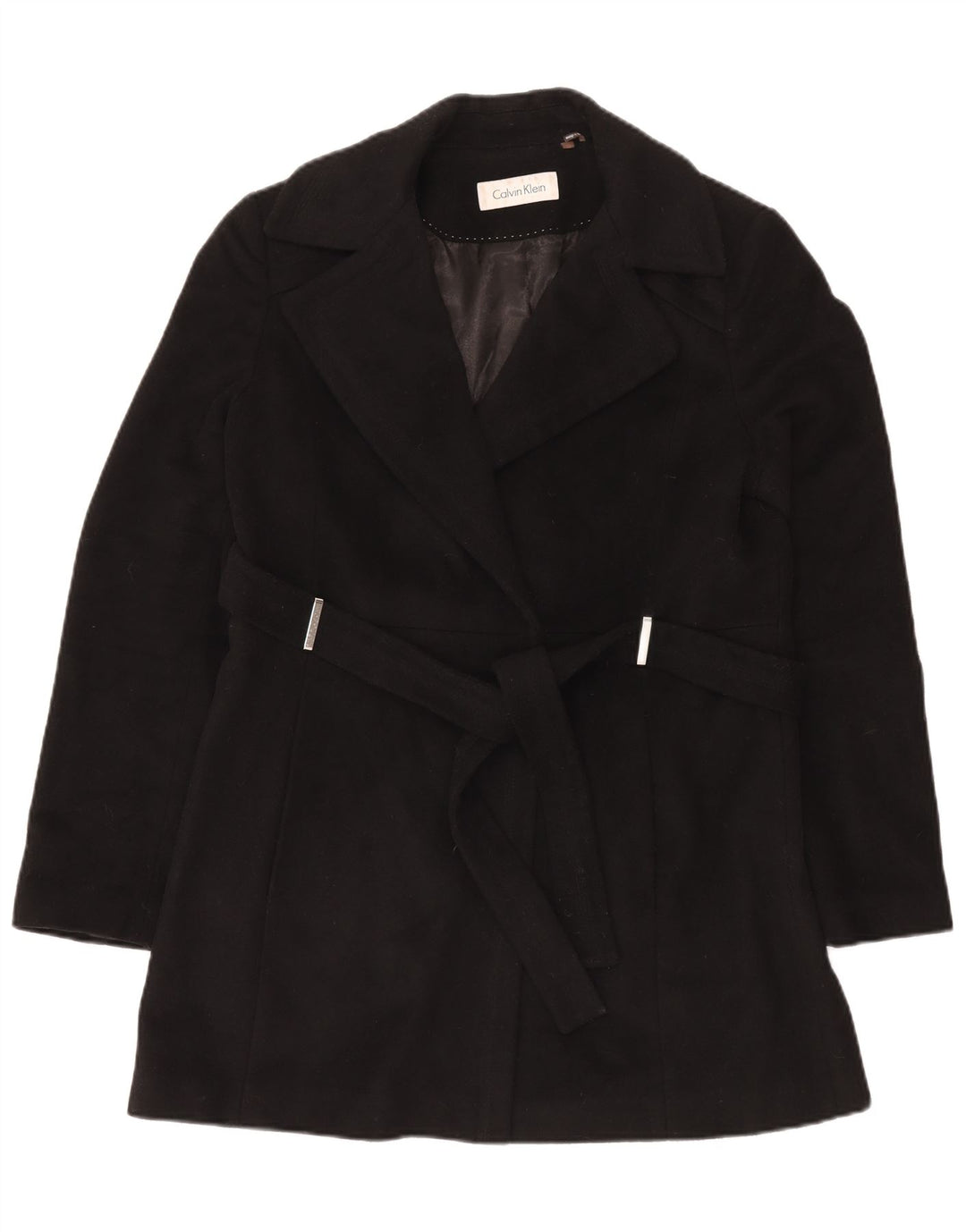 Calvin Klein Womens Overcoat UK 18 XL Black Wool