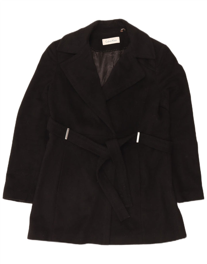 Calvin Klein Womens Overcoat UK 18 XL Black Wool