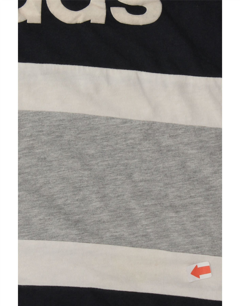 ADIDAS Womens Graphic T-Shirt Top UK 14 Large Navy Blue Colourblock Cotton Vintage Adidas and Second-Hand Adidas from Messina Hembry 