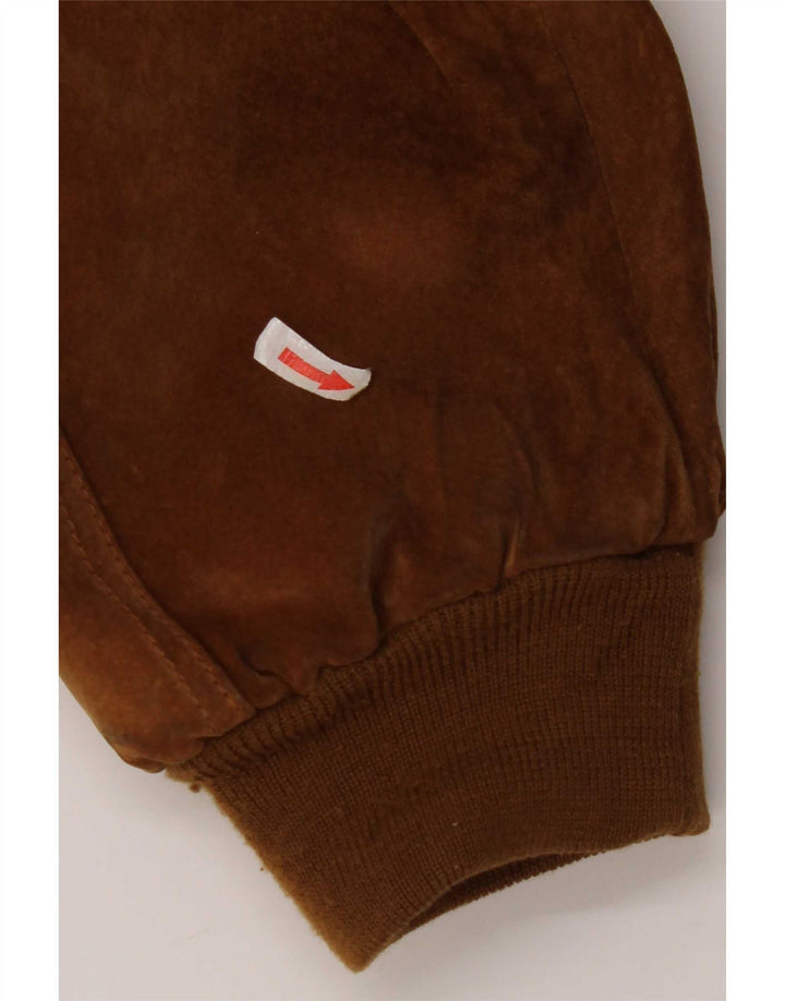 Vintage Mens Suede Bomber Jacket UK 40 Large Brown Polyester