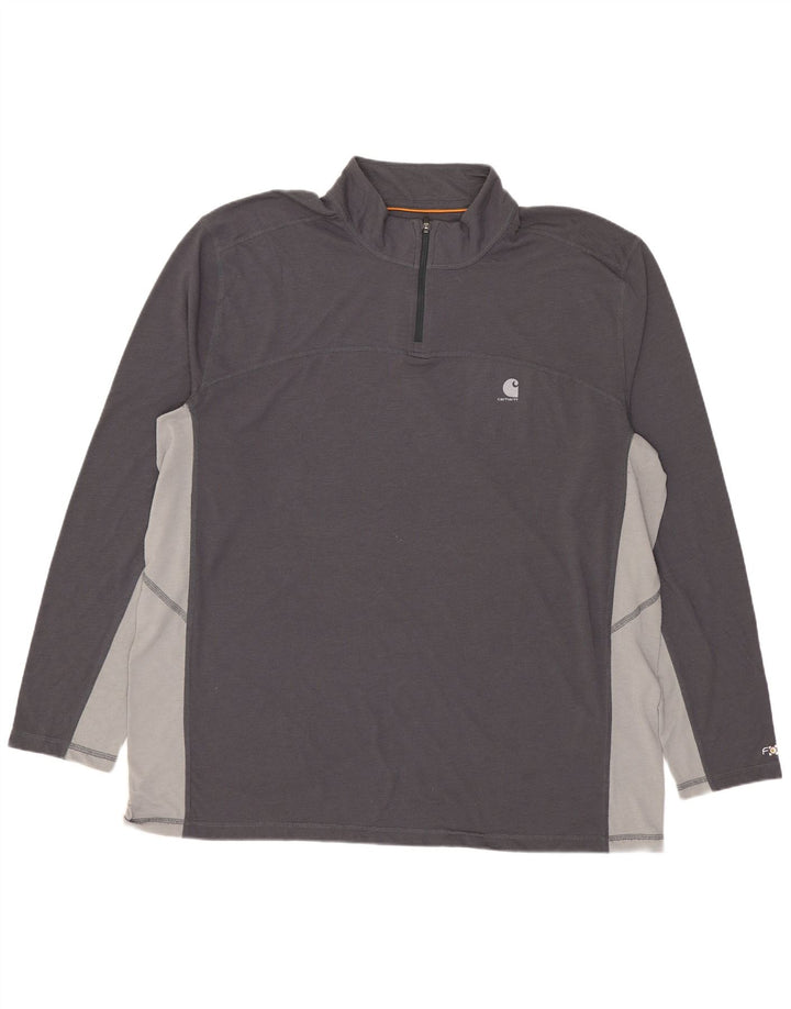 Carhartt Mens Zip Neck Pullover Tracksuit Top XL Grey Colourblock
